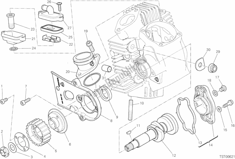 All parts for the Horizontal Head Timing System of the Ducati Scrambler 1100 Special Thailand 2020
